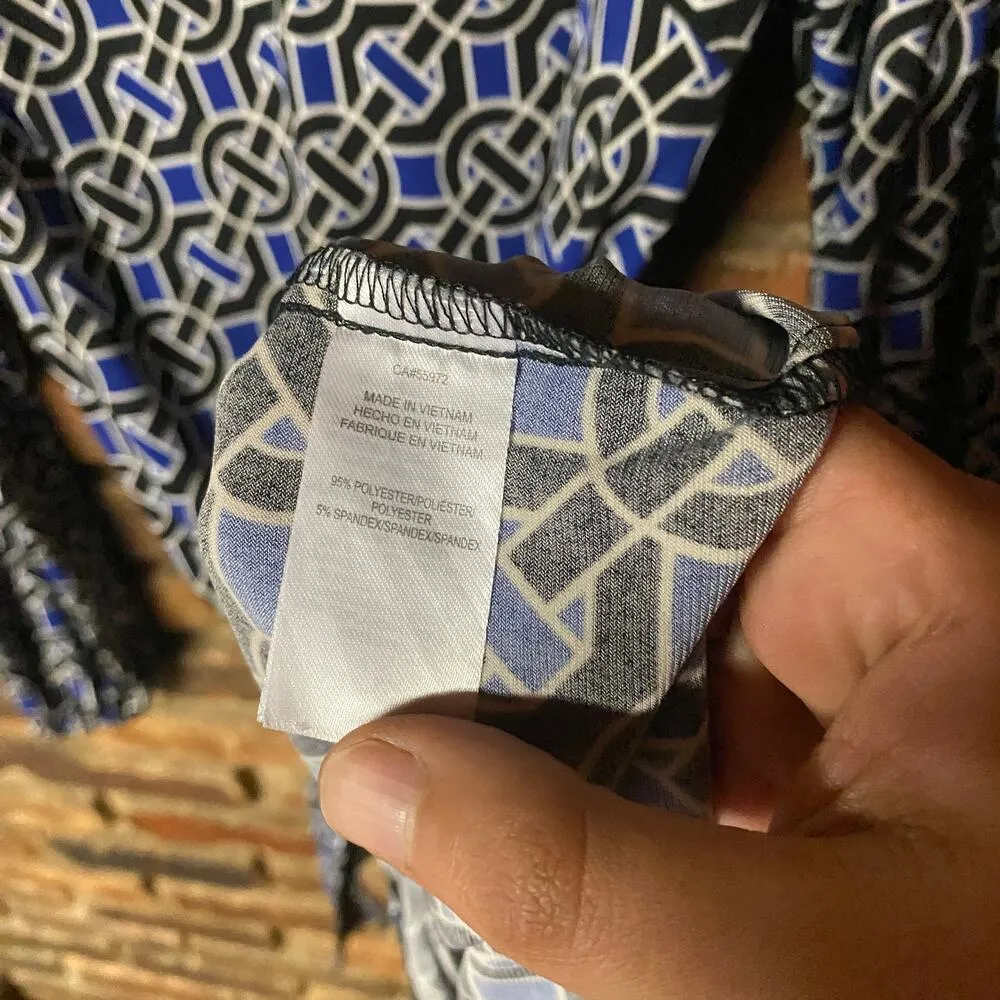 Laundry by Design Blue Black Geometric Mini Dress Women's Size Small - Image 6