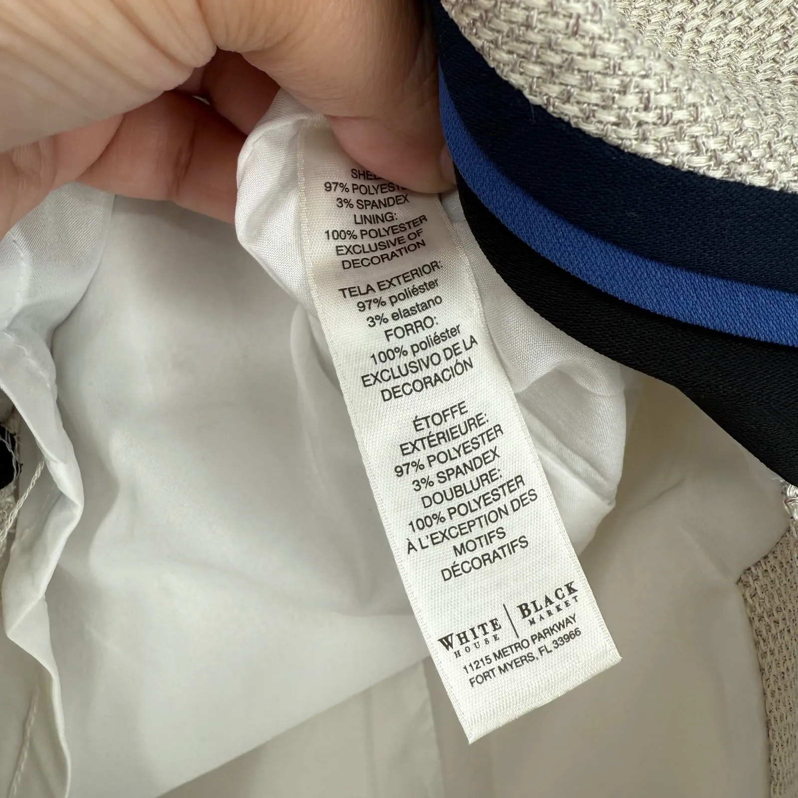 White‎ House Black Market Skirt 00P Fawn Ecru CIBK Novelty Asymmetrical Stripe - Image 6