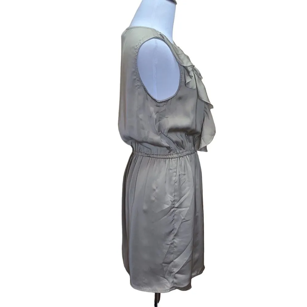 Lucy & Co. Ruffle Sleeveless Dress Small Tan - Image 5