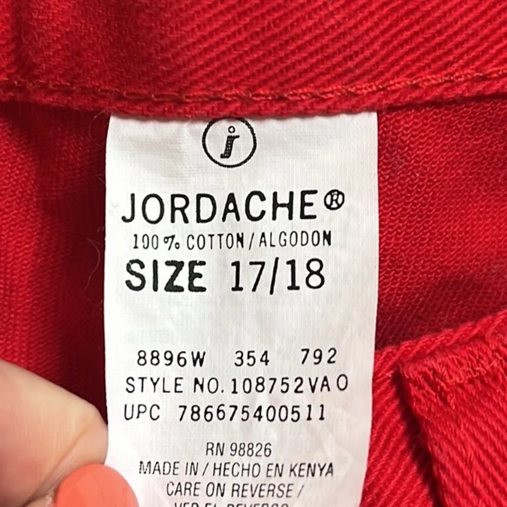 Vintage Jordache Denim Shorts Red Jean High Waisted 90s Mom 17/18 12 14 16 - Image 4