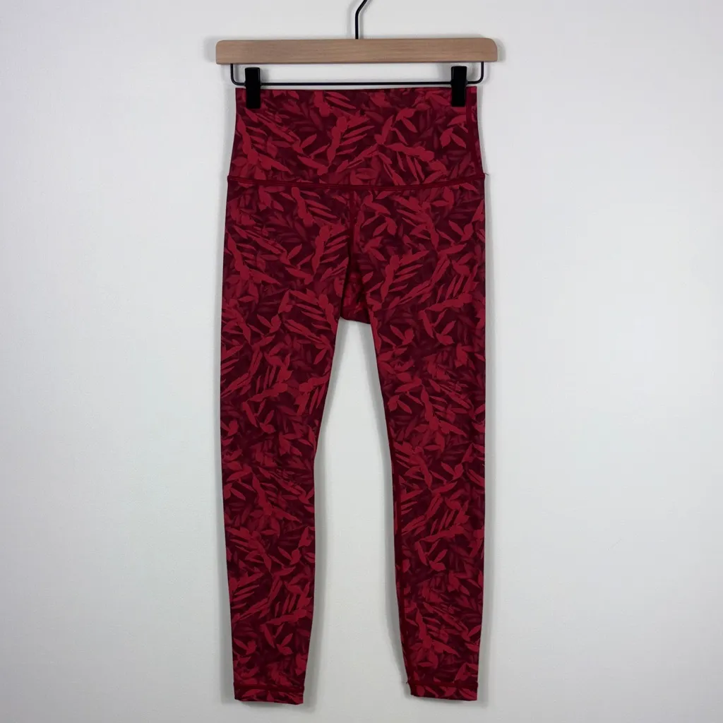 Lululemon Wunder Under High-Rise Tights Leggings 25" Spray Leaf Red Women’s 6 - Image 2