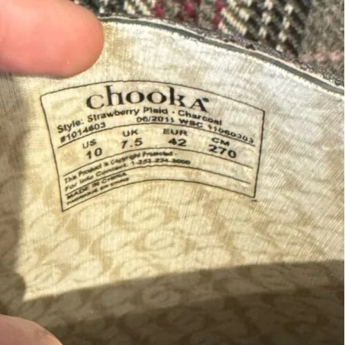 Chooka Women‎ Shoes Plaid Rain Mid Calf Rubber Boots Strawberry Charcoal 10 NWOT - Image 7