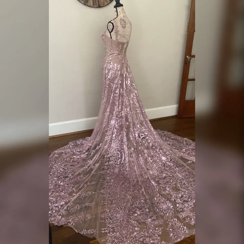 Sparkly pink beaded prom dress or pageant evening gown Portia & Scarlett Size 2 - Image 6