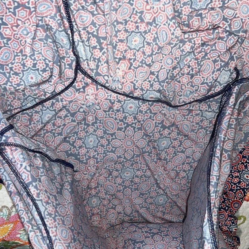 CHAPS large skirt women’s knee length ruffle hem geometric print red white blue - Image 7