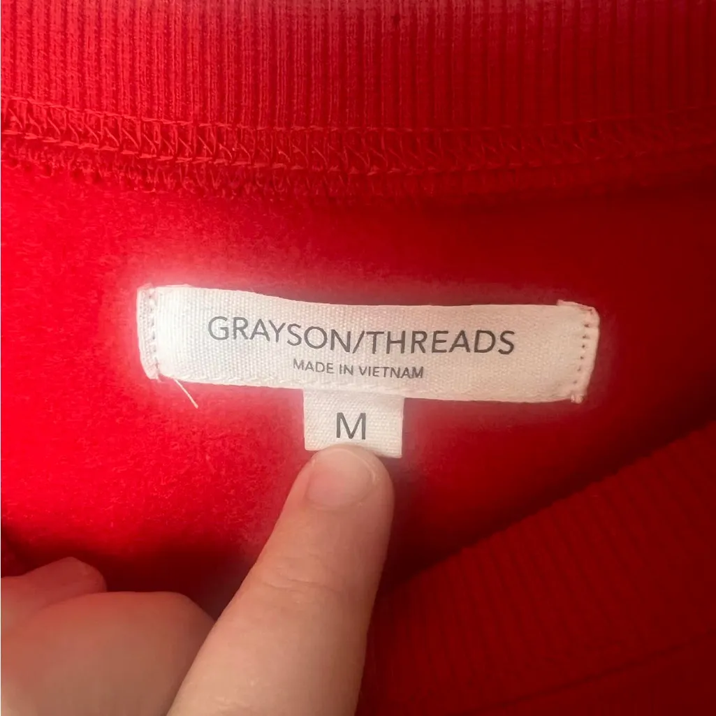 Grayson Threads Woman Medium Red Santa Baby'  Crop Sweatshirt - Image 7