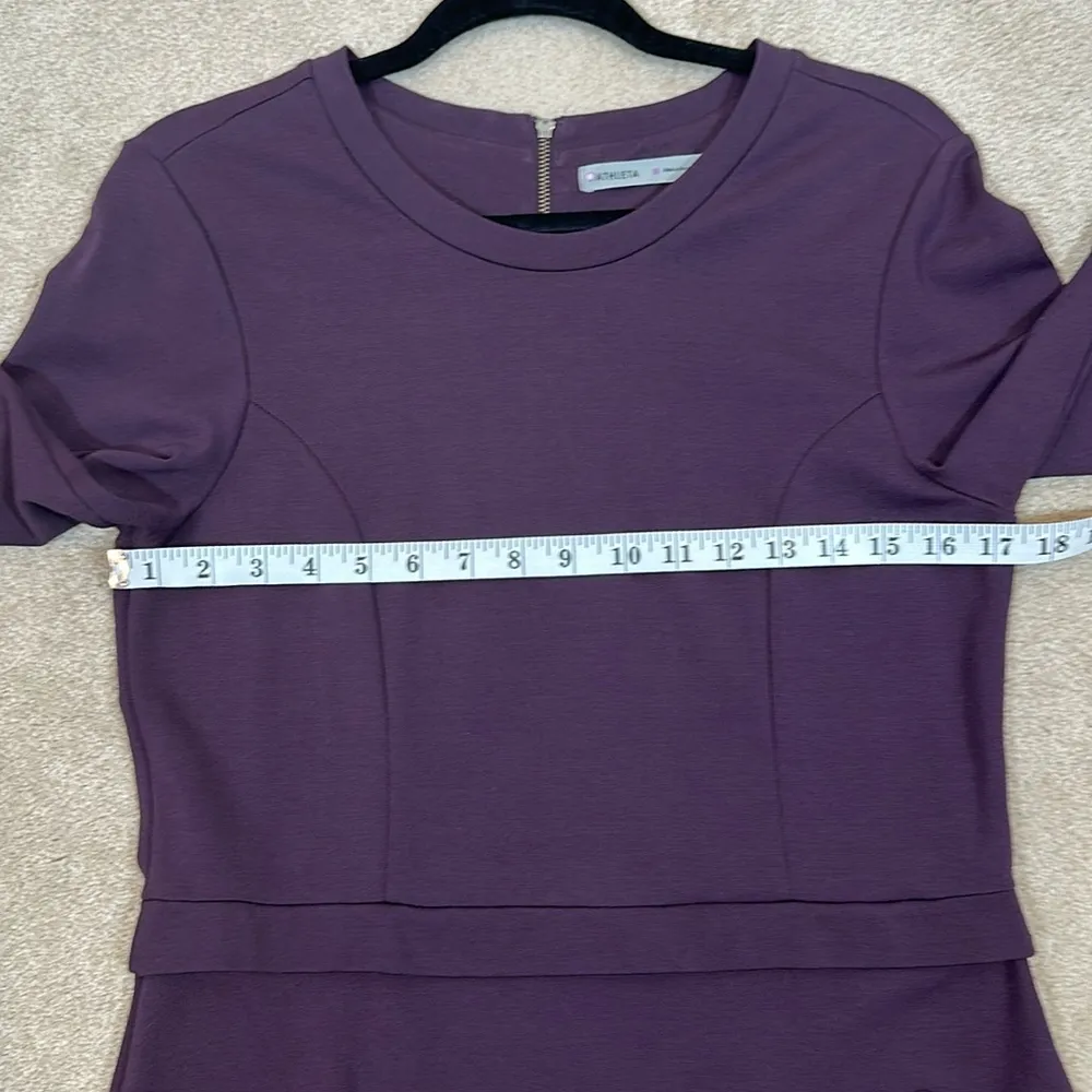 Athleta Purple Midi Longsleeve Crew Neck Ponte Zip Stretch Dress Women Medium - Image 3