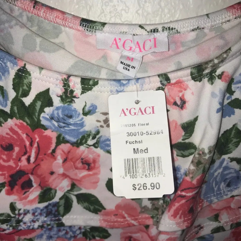 A’Gaci Dress Floral Ruffled Minidress Sz M NWT 90s Look Formfitting Off Shoulder - Image 2