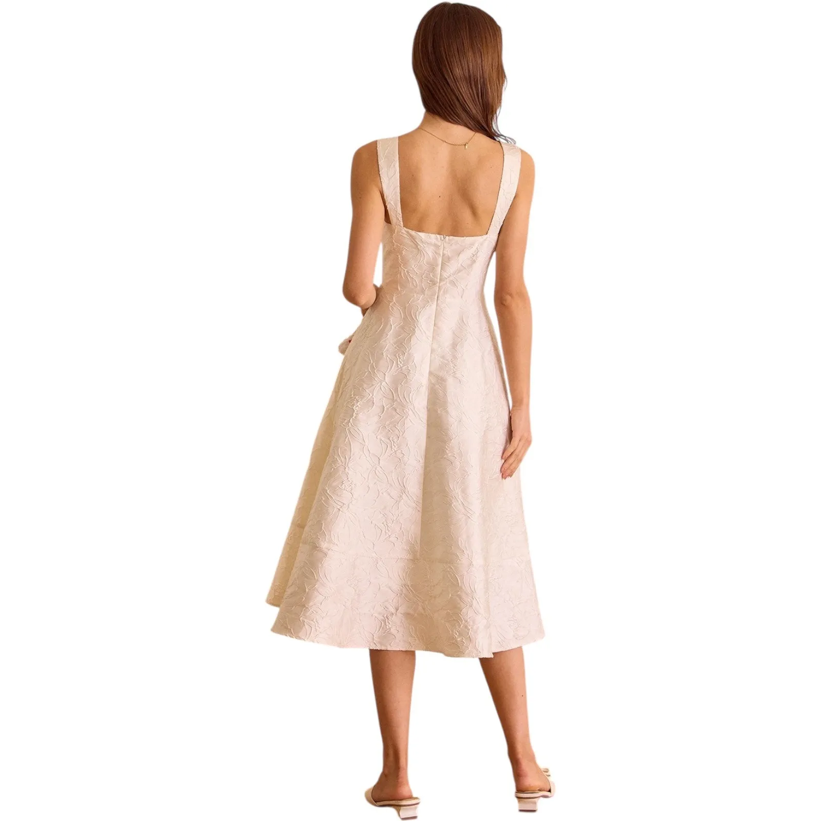 RIHOAS‎ NWT The White Sweetheart Neck Jacquard Midi Dress Large Bridal Party - Image 2