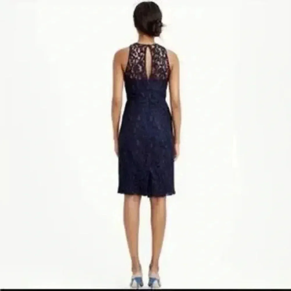 J. Crew | Navy Pamela Leavers Lace Overlay Formal Cocktail Dress Size 2 XS - Image 5