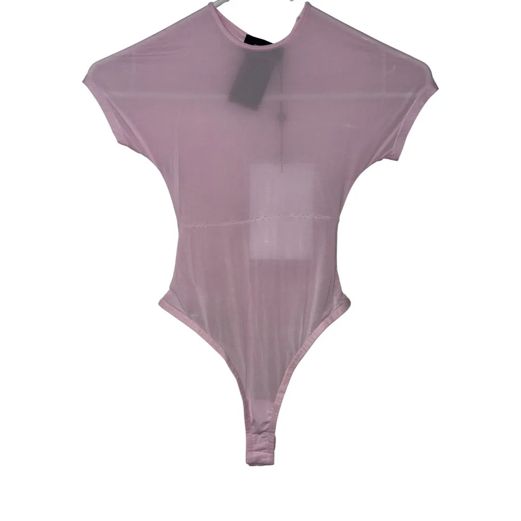 WARDROBE.NYC Sheer Cap Sleeve Bodysuit in Blush Pink X - Image 6