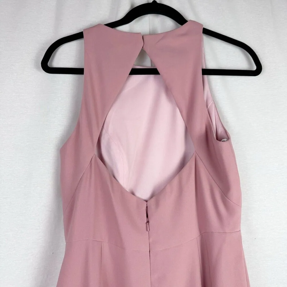 DESSY COLLECTION Diamond Cutout Back Trumpet Gown Front Slit Rose Pink Sz 8... - Image 4