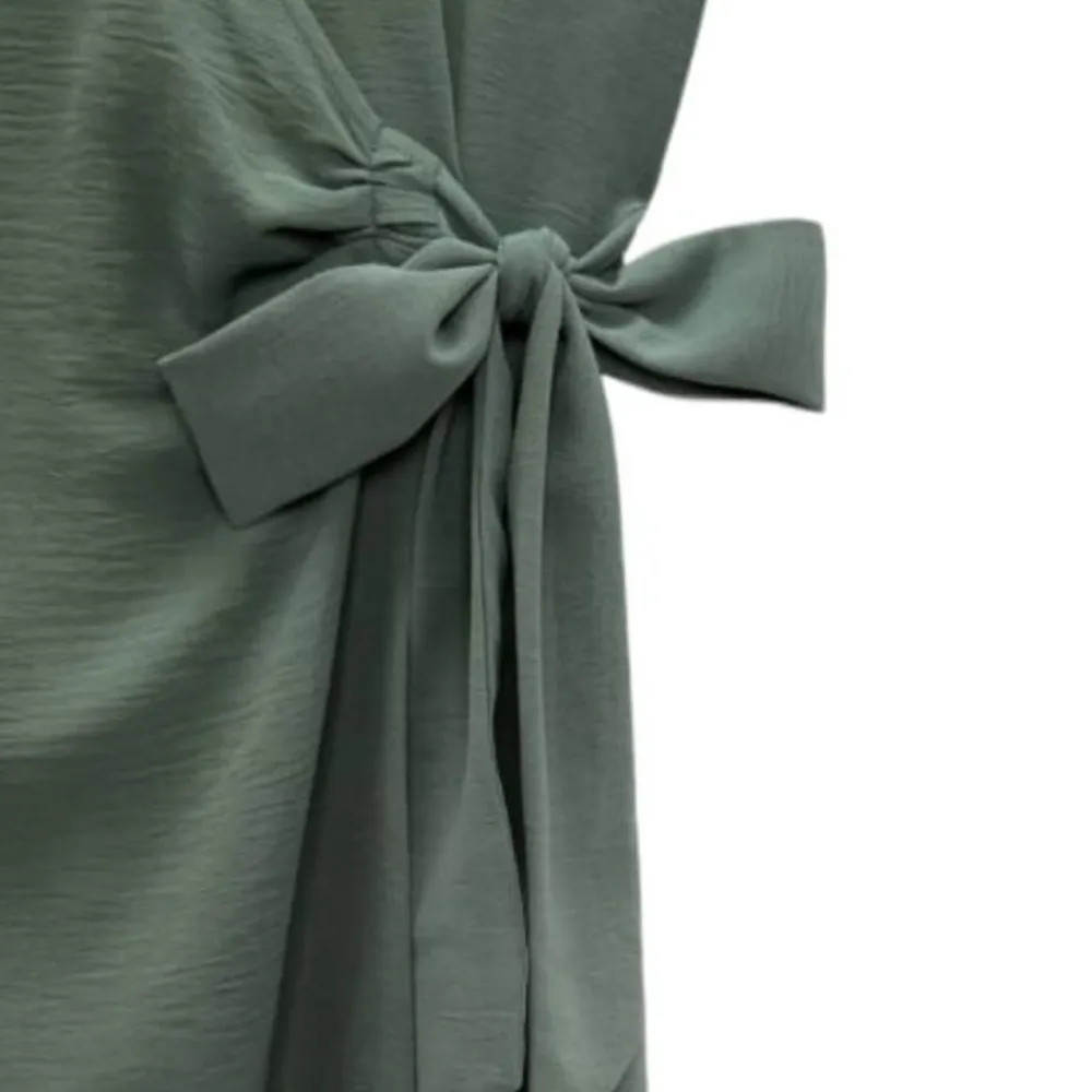 NWT ZARA Green Midi Belted Wrap Dress - Image 3