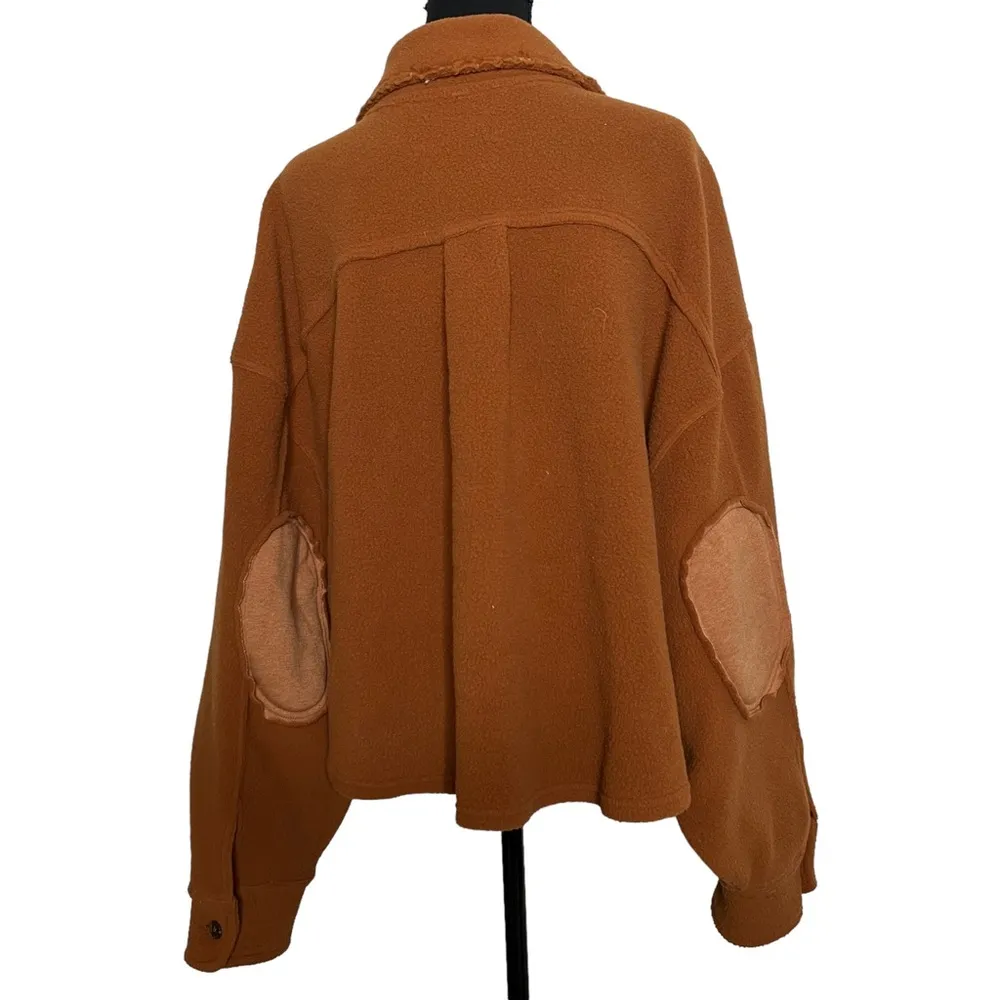Free People James Cropped Jacket Medium Women’s Brown Orange OB1185448. - Image 3