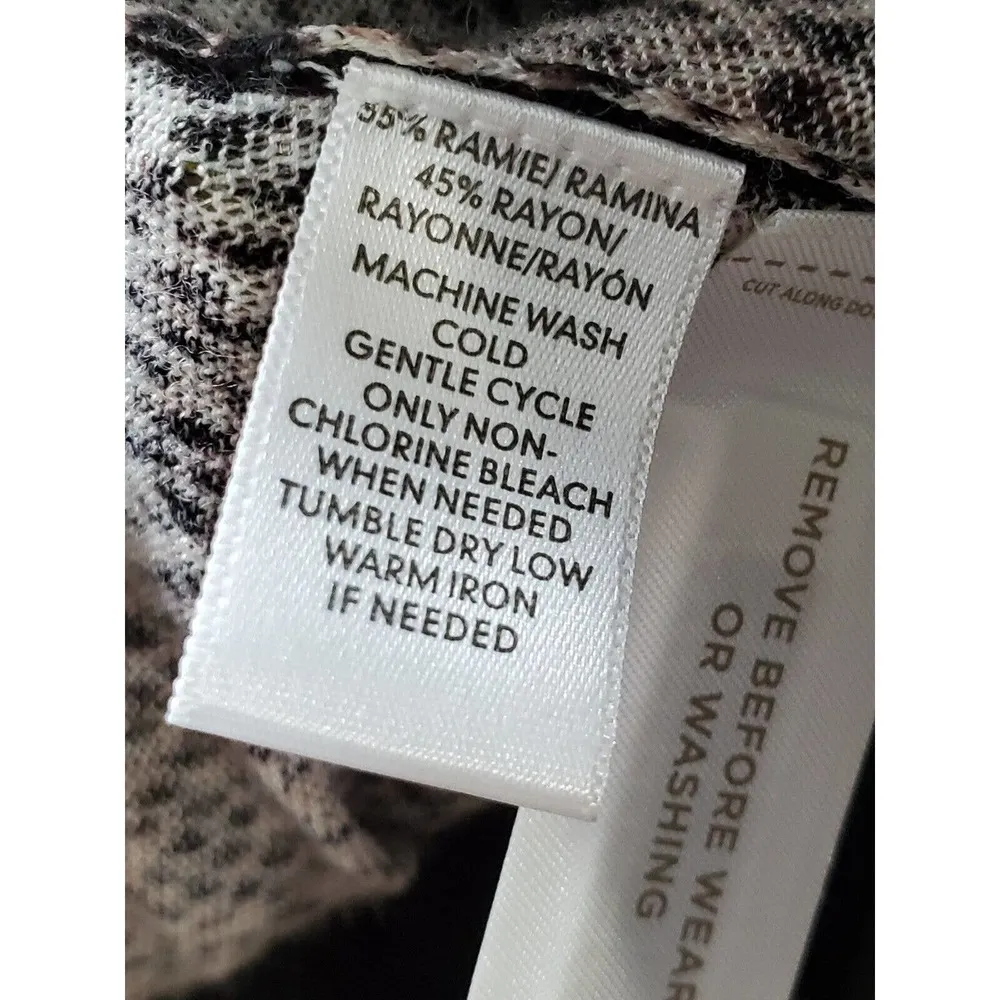 Loft Women Animal Print Beige & Black Ramie Long Sleeve Button Front Cardigan XS - Image 9