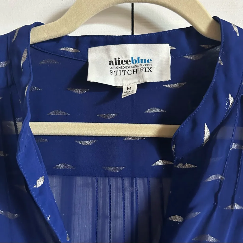 Alice Blue Stitch Fix Lucia Henley Sheer Blouse - Image 4