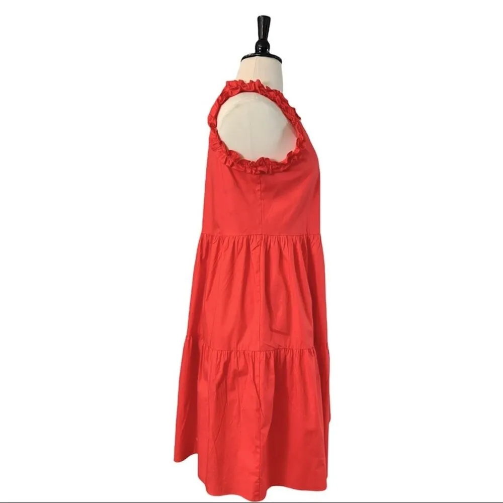 Maggy London Women's Shift Dress Coral Pink Poplin Ruffle Sleeve Hem Plus 16 - Image 4