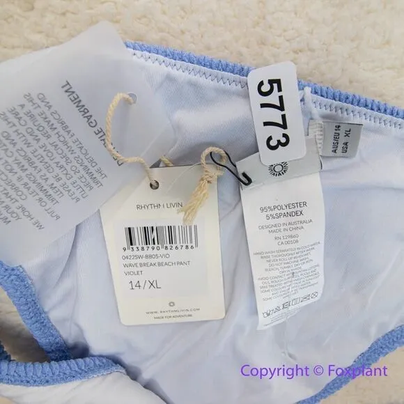 New! Rhythm. wave break beach pant bikini bottom in violet blue, size XL Blue - Image 10