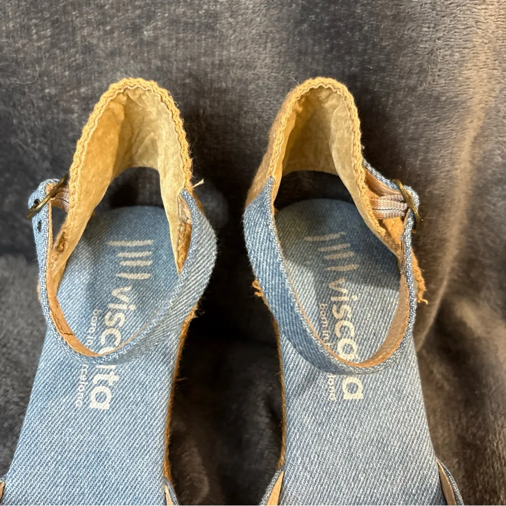 Viscata Barcelona Estartit Canvas Espadrille Wedge Heel Sandals Sz 40 Closed Toe Blue - Image 12