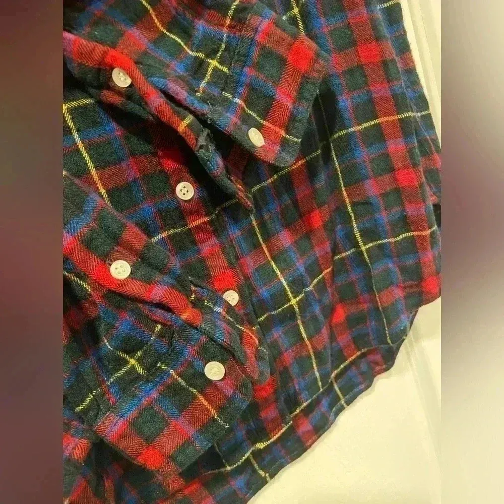 L.L. Bean Signature Women’s Lightweight Flannel Button Down Size Medium Red - Image 7