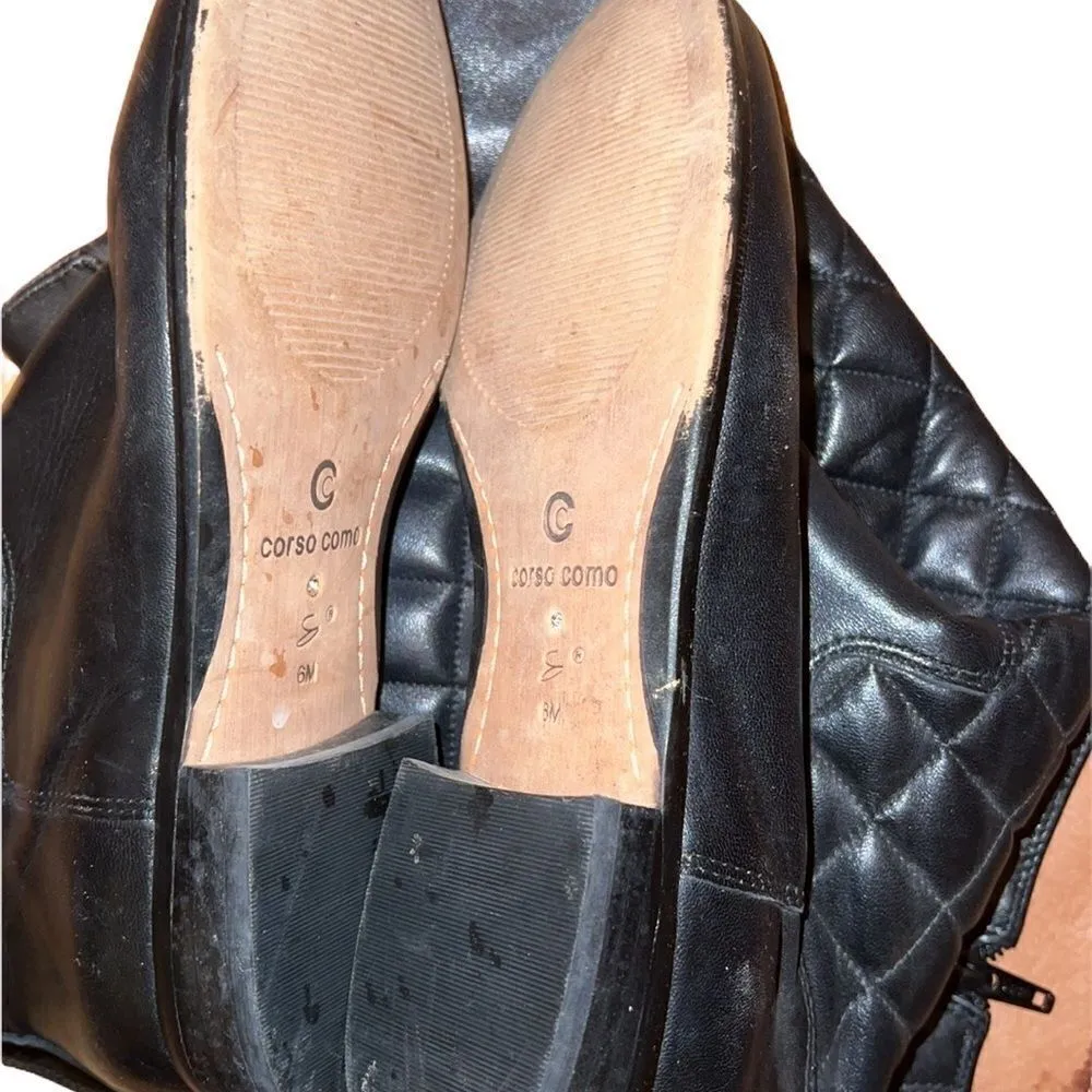 Corso Como Black Leather Boots Size 6 M - Image 3