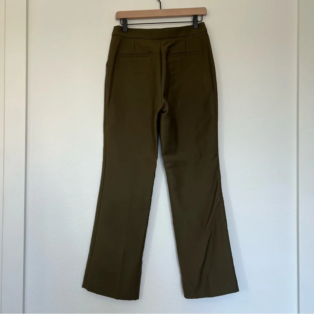 NWOT H&M Slim Fit Straight Leg Ankle Trousers Pants in Olive Green - Image 3