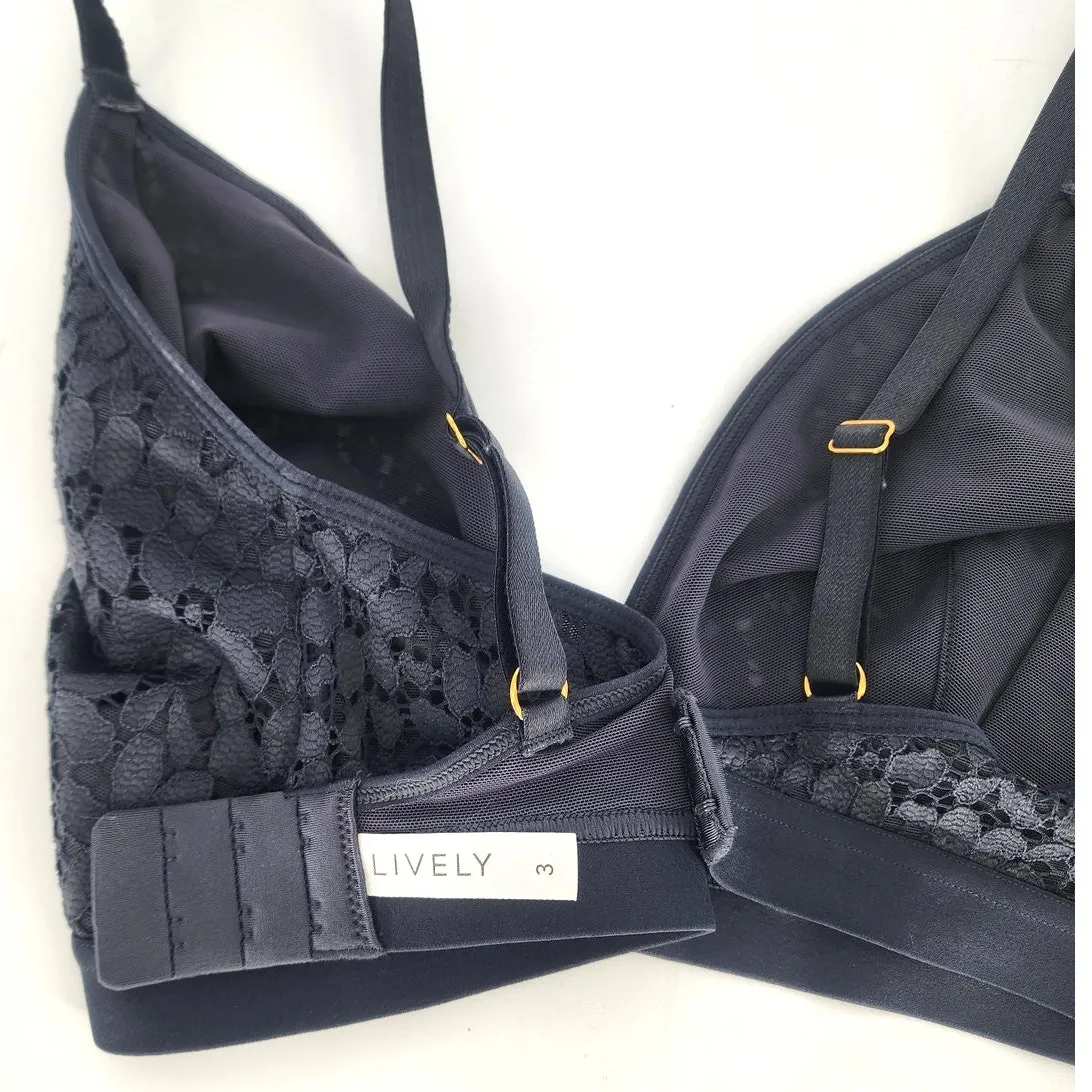 LIVELY Lace Triangle Bralette – Deep Blue – Size 3 (Medium / 34C–34D, 36A–36B) - Image 3