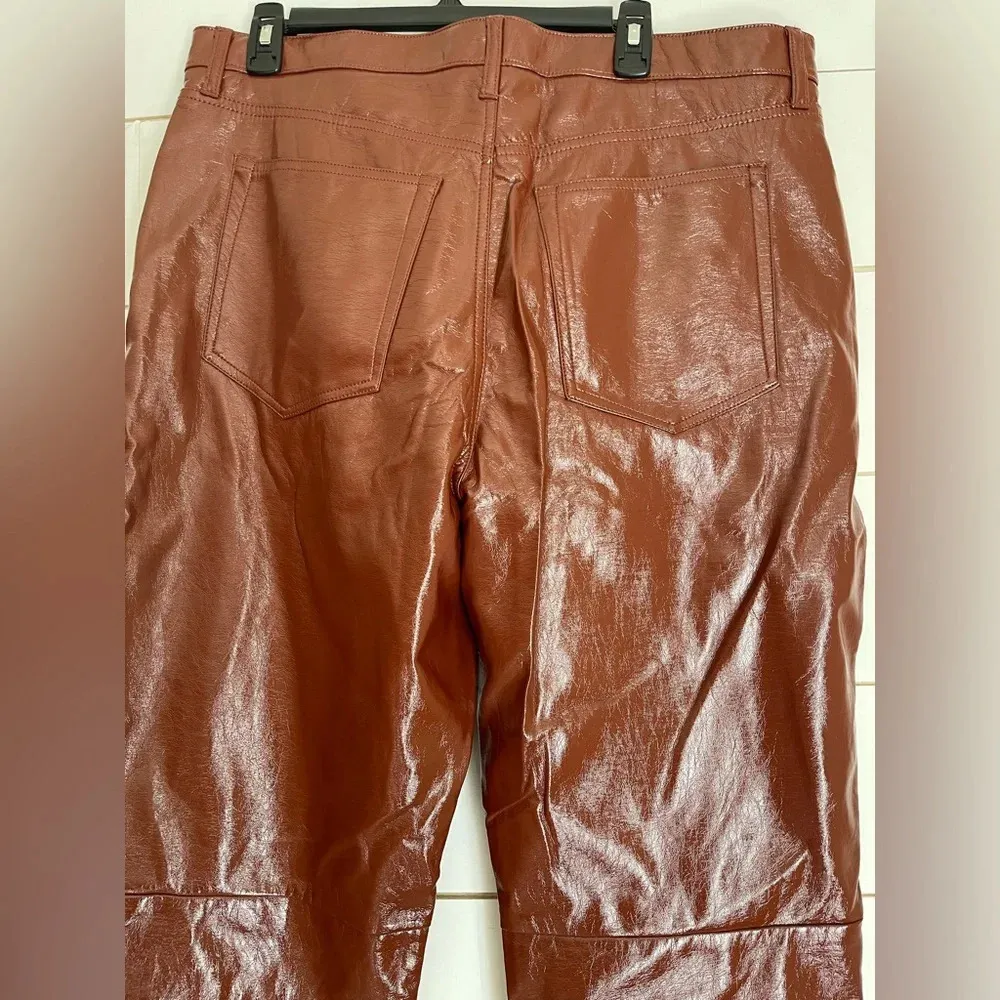 Abercrombie & Fitch The 90s Straight Ultra High Rise Faux Leather Pants Brown - Image 12