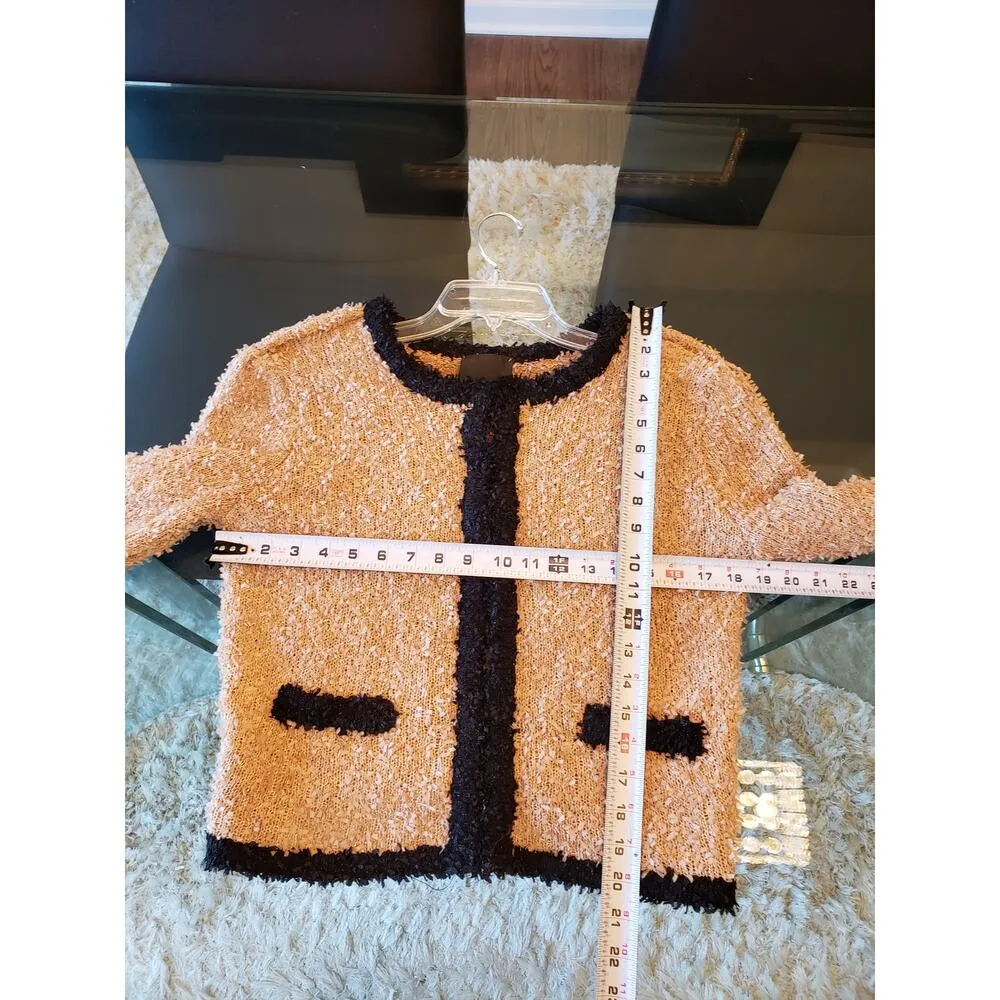 Mcginn Cardigan Sweater Women's Large Beige Tweed Eye Lush Hook & Eye Closure - Image 7