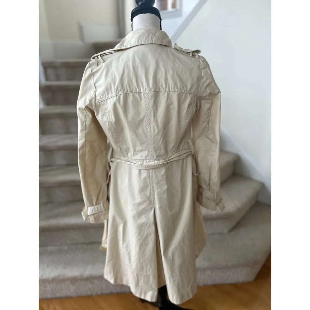 Banana Republic Cream Beige Double Breasted Belted Trench Coat - Image 4