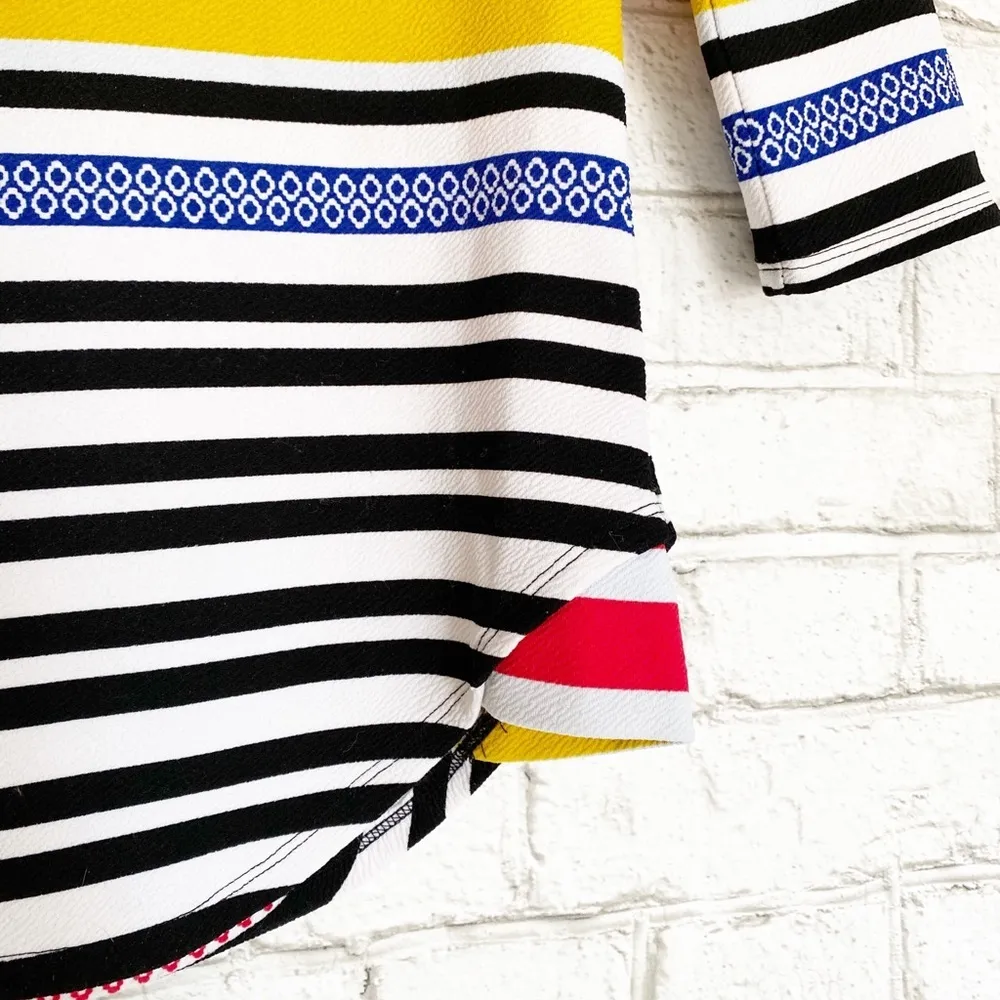 Bar III Striped 3/4 Sleeve Blouse w/ Zipper XS - Image 3