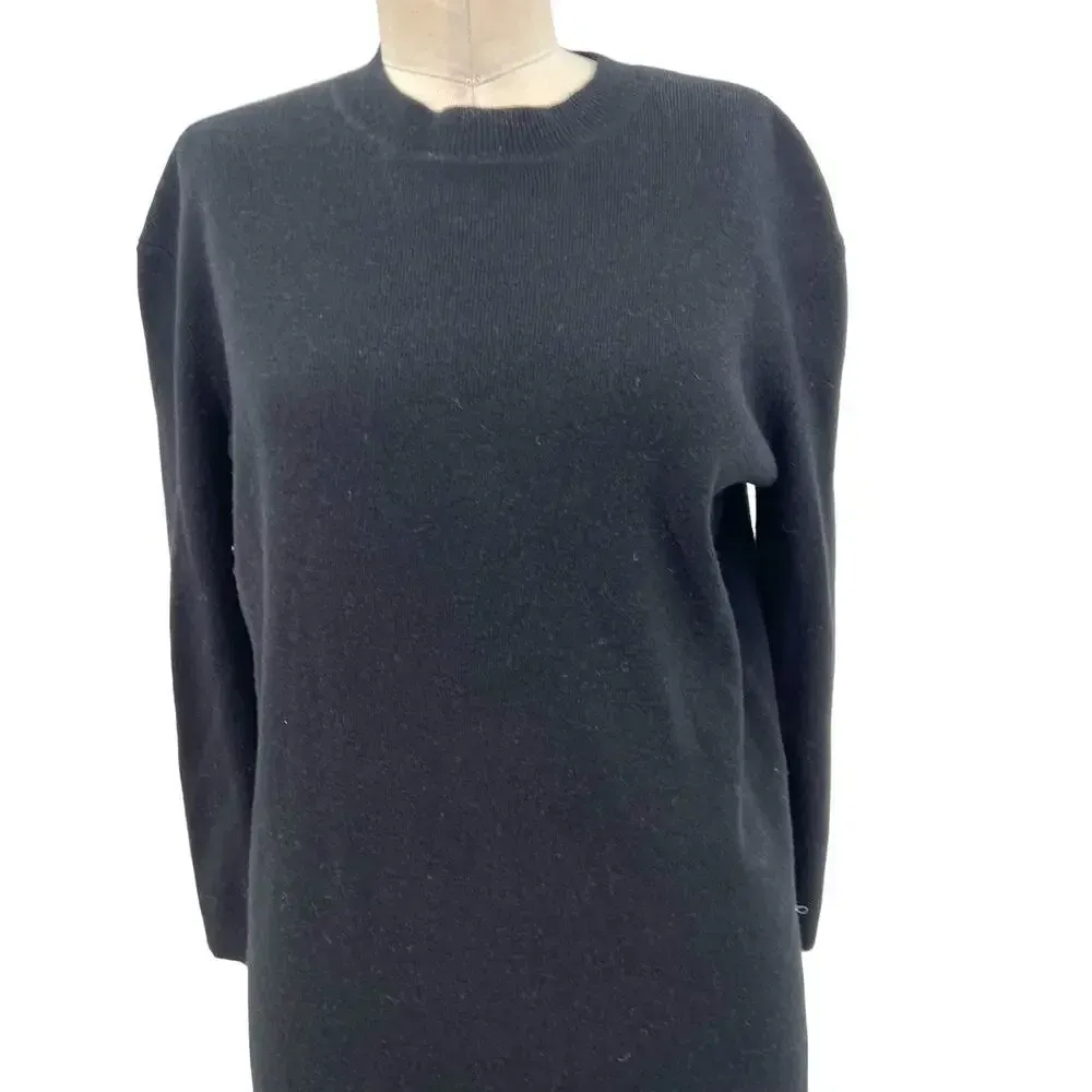 Timo Weiland‎ Black Merino Wool Fringe Hem Sweater Dress Size XS - Image 3
