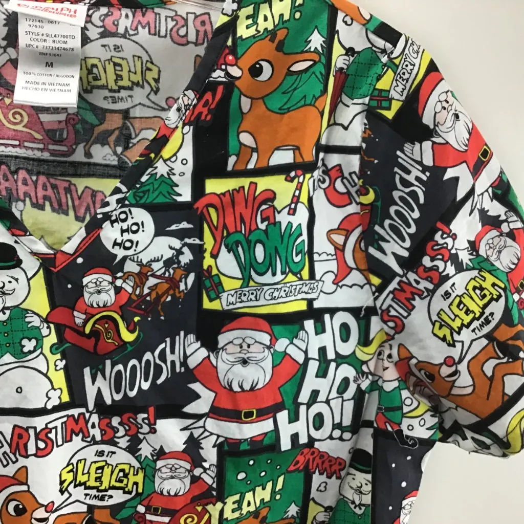 Rudolph The Red Nose Reindeer Holiday Christmas Festive‎ Scrubs Size Medium Green - Image 3
