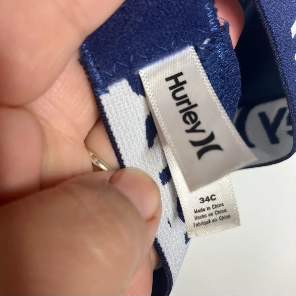 Hurley wire free bra tropical floral‎ pattern blue pink women’s size 34C - Image 4