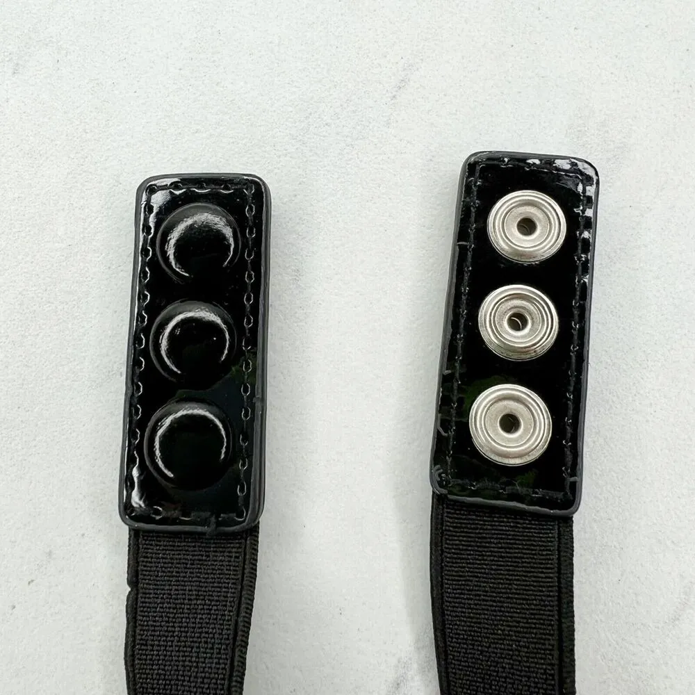 Black Faux Patent Leather Woven Concho Stretch Belt Size Small S Womens - Image 6