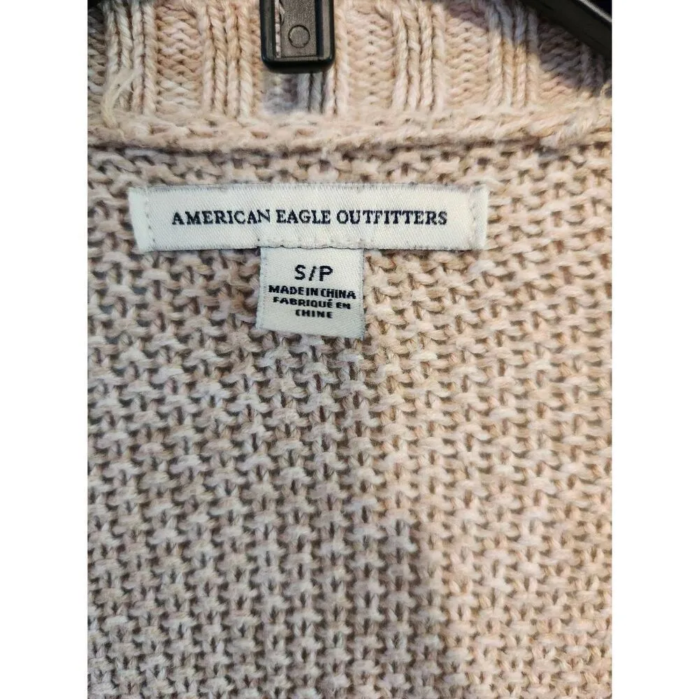 American Eagle Outfitters Cardigan Women's S Tan Cotton Long Sleeve Open Front - Image 2