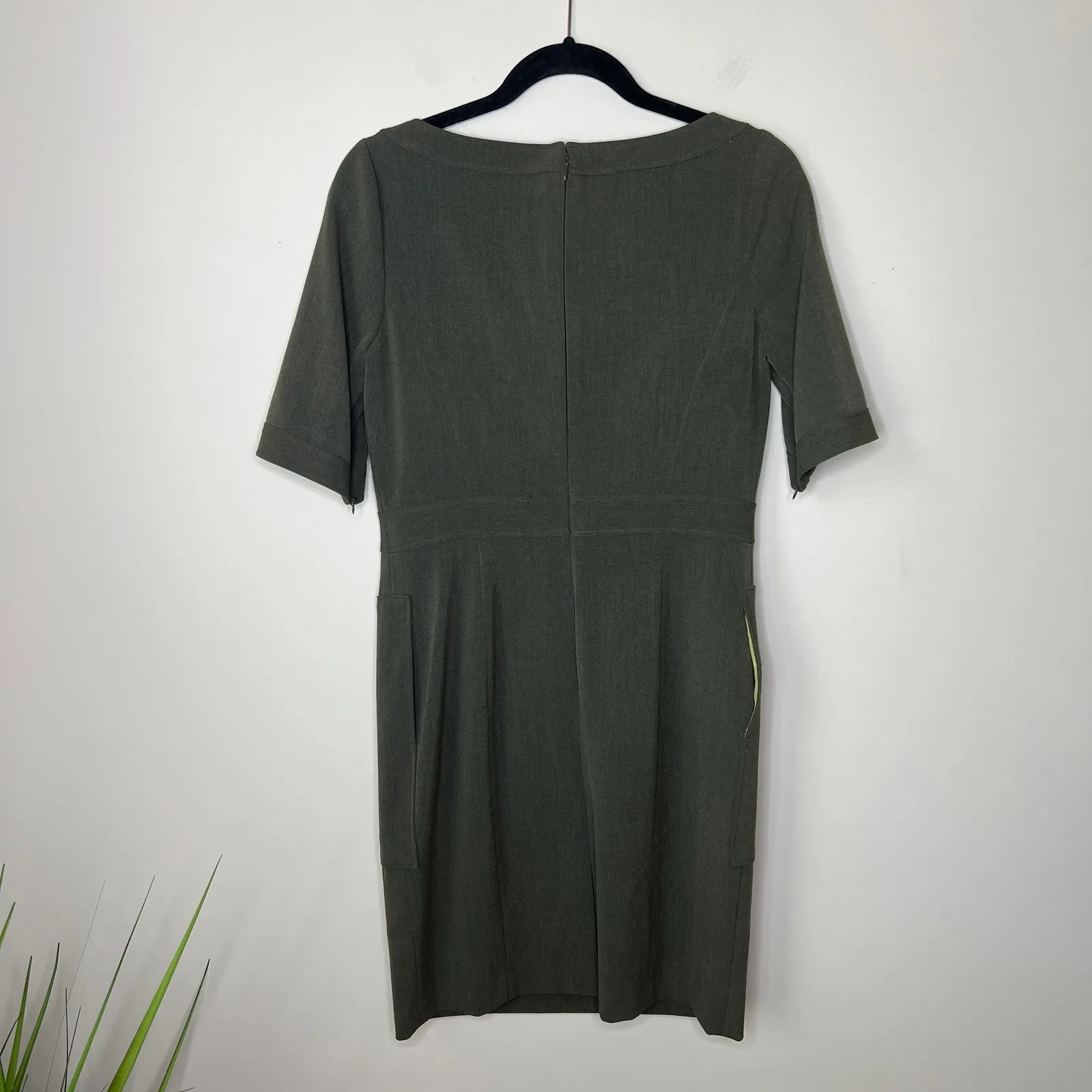 Marc New York‎ Andrew Marc Olive Green Career Shift Dress Office Workwear Size 6 - Image 9