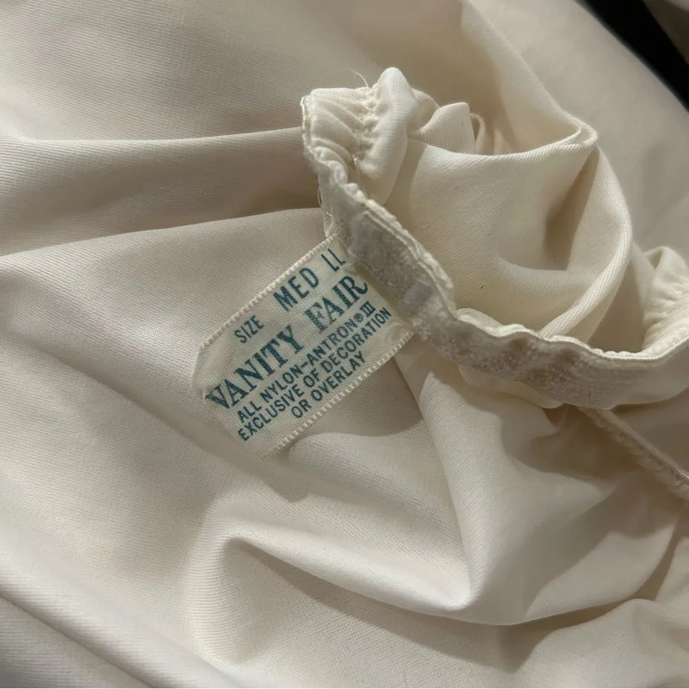 Vintage 70s/80s Vanity Fair Half Slip Medium Beige Lace Trim Side Slit 36” - Image 6