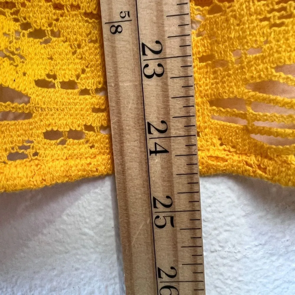 Sunshine 79 Womens Crochet Oversize Yellow Top V - Image 7