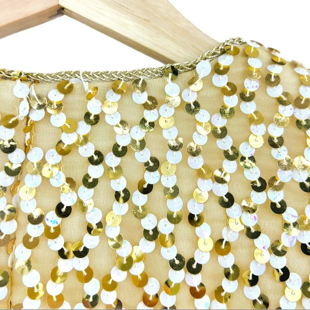 Steven Stoller US 14 American VINTAGE 80s Gold Sequin Bolero Crop Jacket - Image 8