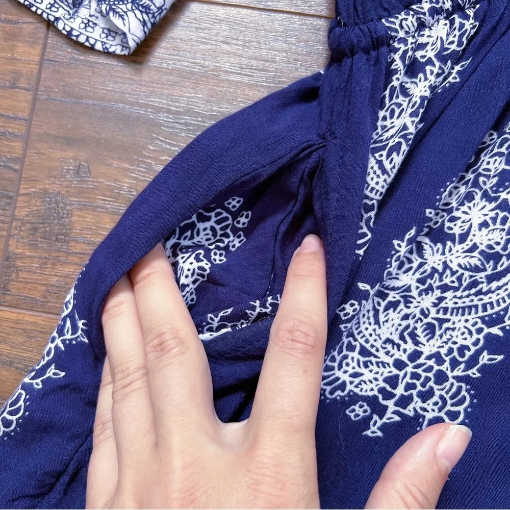 Faithfull • Yacht Romper playsuit navy blue Devani print bandana floral Anthro - Image 8