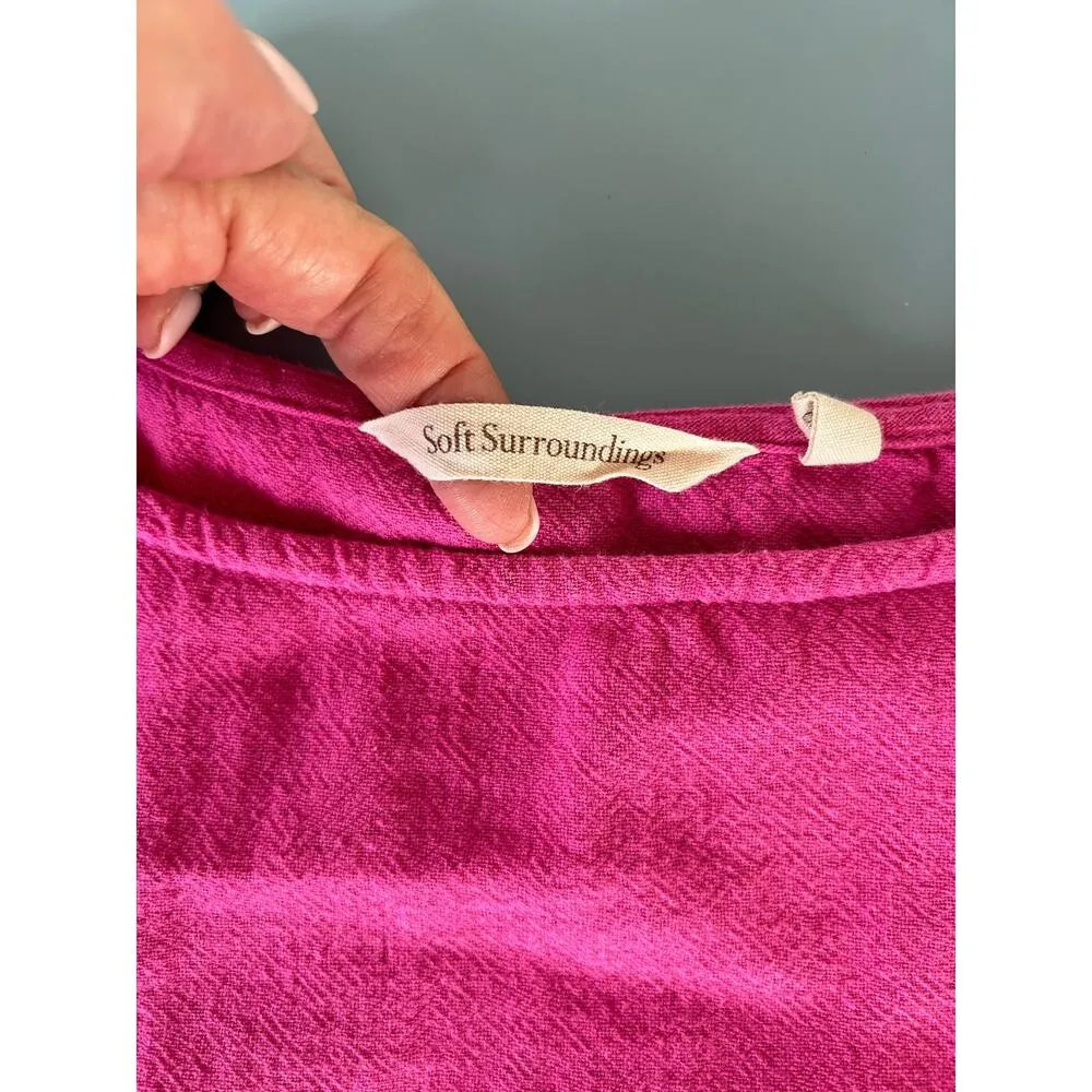 Soft Surroundings womens top pink size 2X long sleeve tunic round neck - Image 4