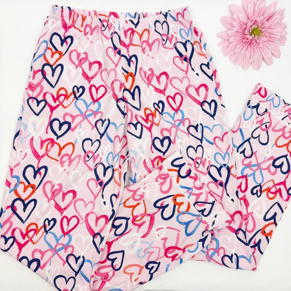 BedHead Pajamas Hearts Organic Cotton Two (2) Piece Pajama PJ Set Pink Size XS - Image 10