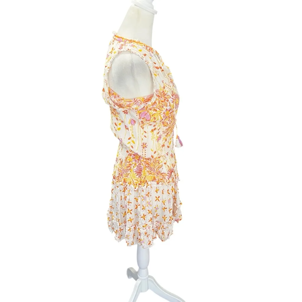 Poupette St Barth Anais Mini Dress Orange Nemesia Floral XS - Image 6