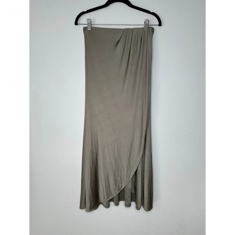 FREE PEOPLE Sage Green Soft Flowy Tulip Wrap High Low Style Maxi Skirt Size XS - Image 5