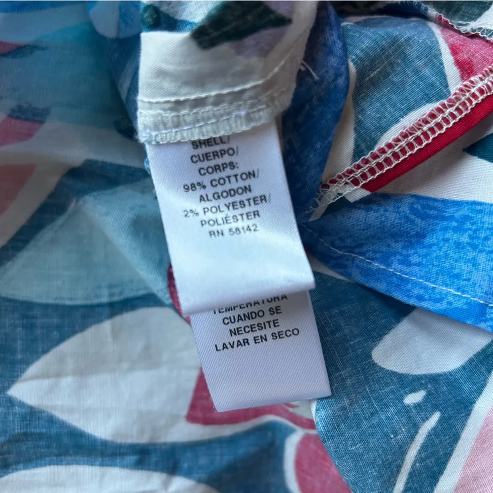 Donna Morgan Floral Short Sleeve V-Neck Button  Down Poplin Dress Size 6 - Image 7