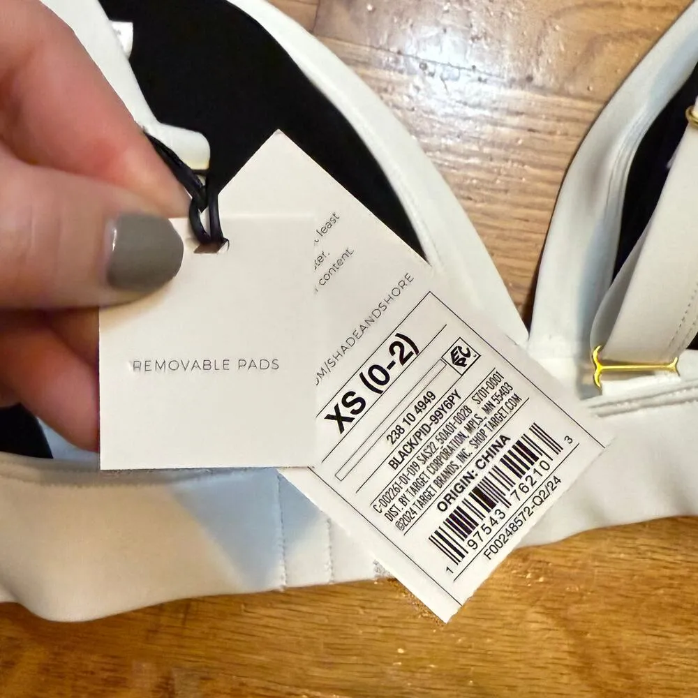 Shade & Shore Women’s XS 0 2 Black White Triangle Swim Suit Bikini Top New Vaca - Image 5