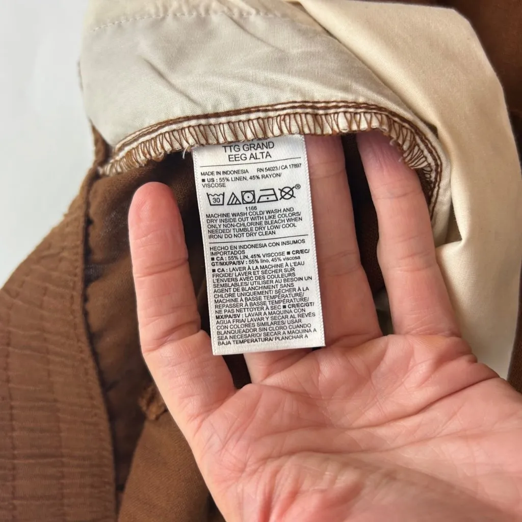 TALL Old Navy Precious Earth Brown Linen Blend Wide Leg Lounge Pant XXLT - Image 5