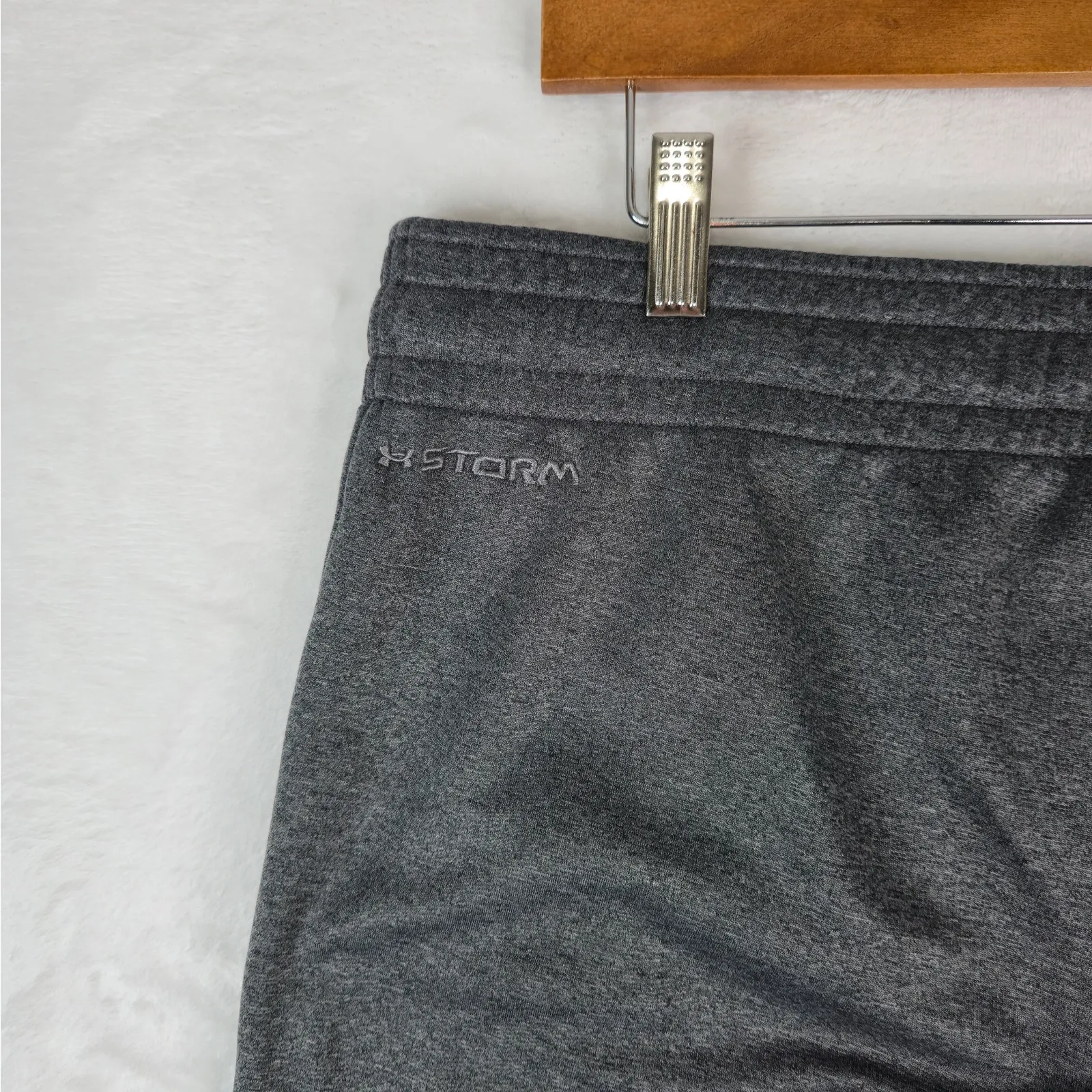 Under Armour Storm Sweatpants Womens L Gray Fleece Semi Fitted Athleisure Gym - Image 6