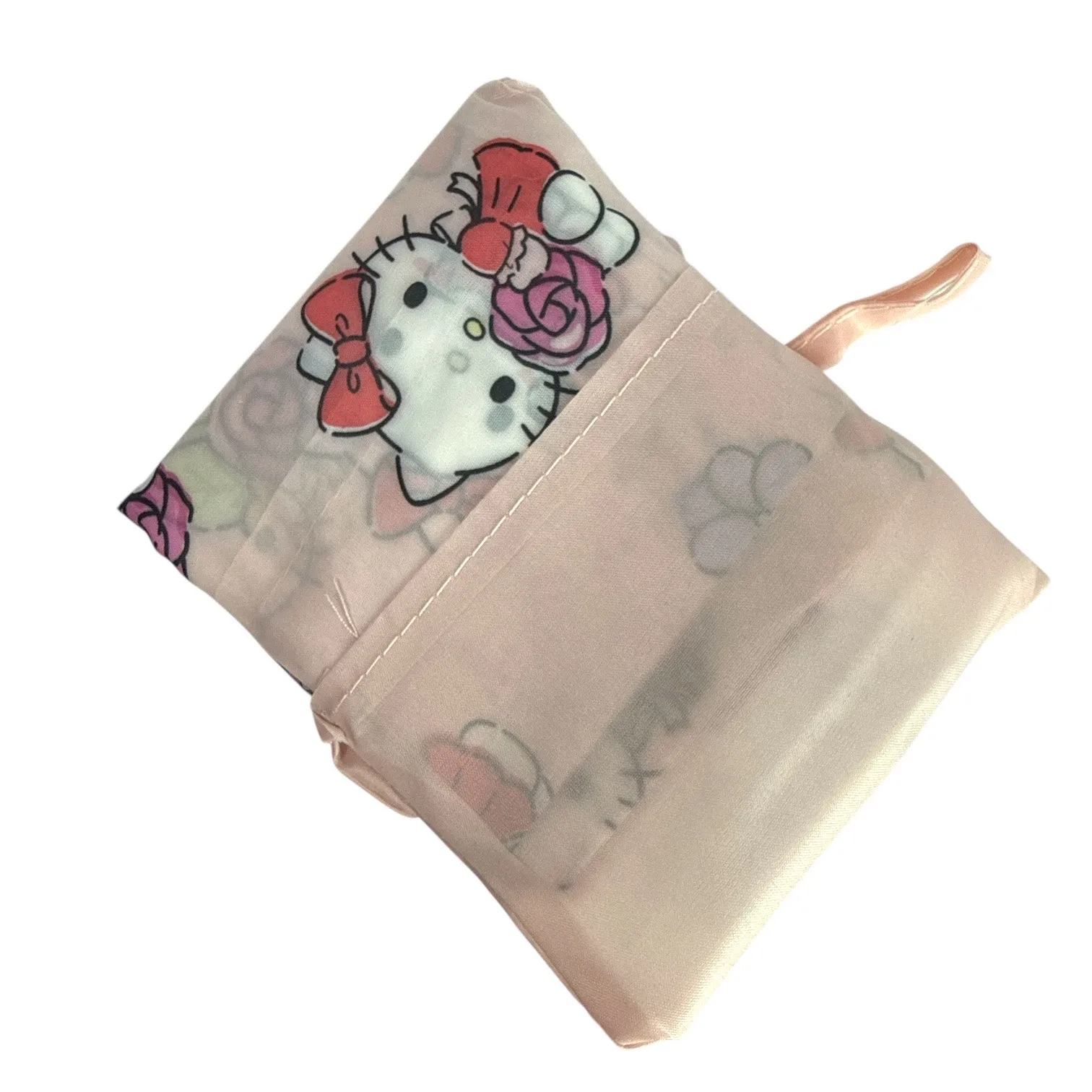 Hello Kitty Reusable Foldable Tote Bag Pink Floral Eco Shopping Bag NWT - Image 2