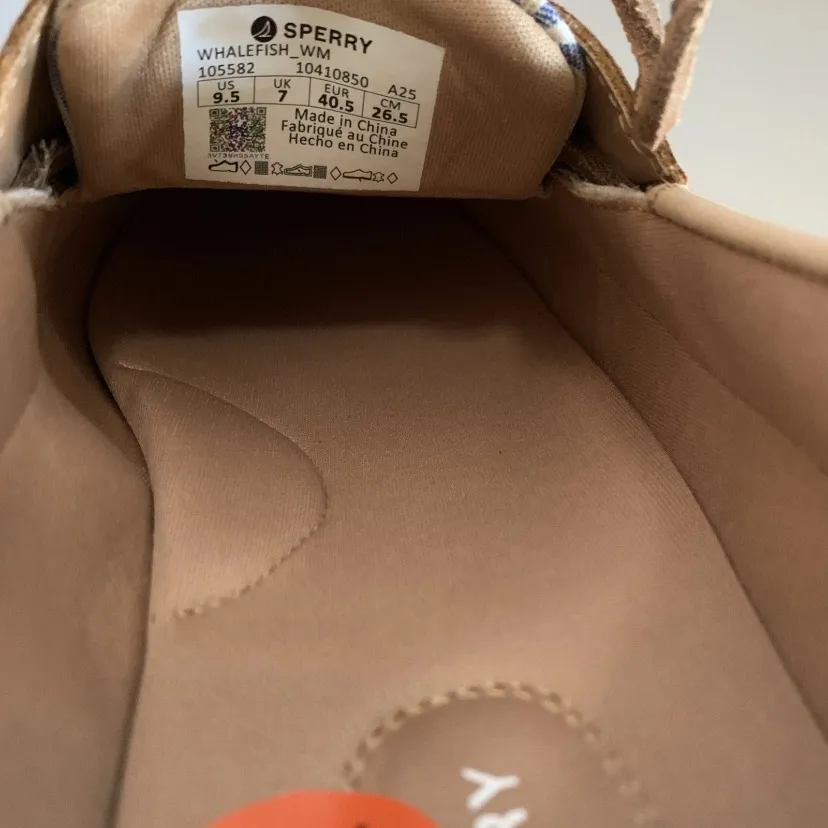 Sperry Memory Foam Whale Fish Brown Blue White Stripe Boat Shoes 9.5 New No Box - Image 9